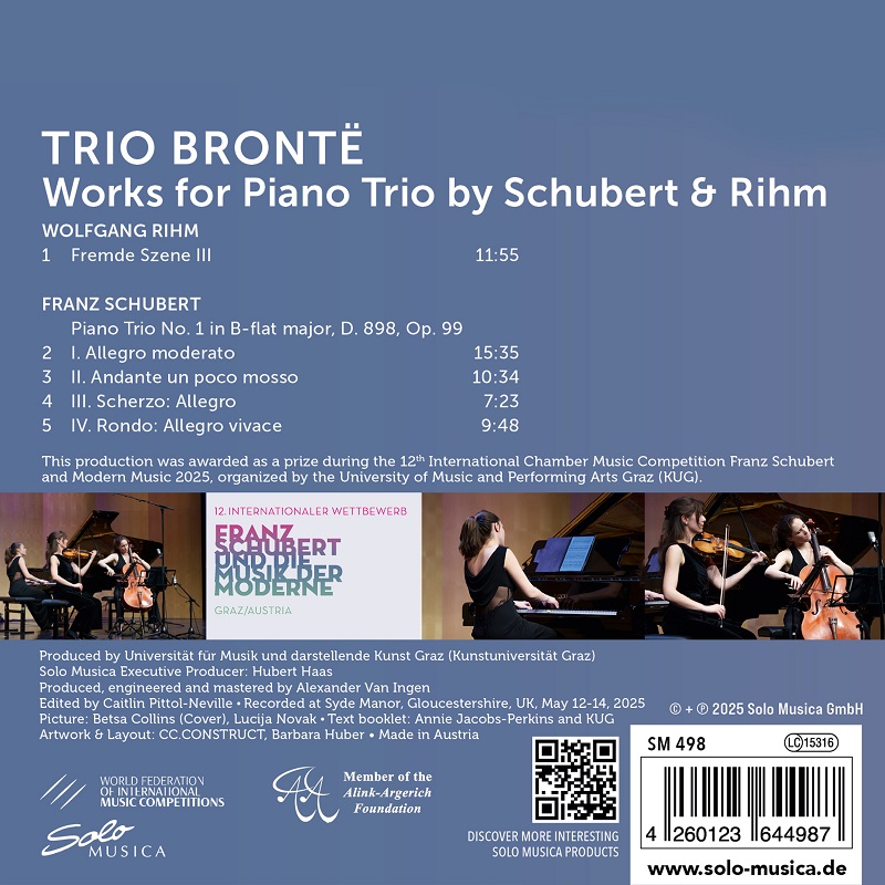 Trio Brontë – Works for Piano Trio by Schubert & Rihm – Bild 2