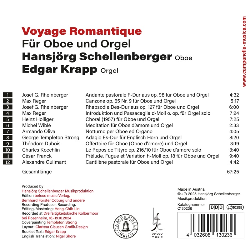 Alternative view of Hansjörg Schellenberger & Edgar Krapp - Voyage romantique