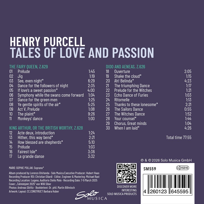Alternative view of Vox Orchester Lorenzo Ghirlanda & Marie Sophie Pollak: Henry Purcell – Tales Of Love And Passion