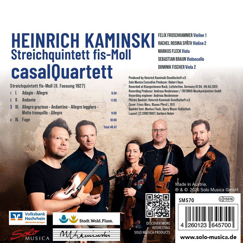 Alternative view of Casal Quartett – Heinrich Kaminski – Streichquintett fis-Moll